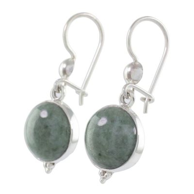 Alternate image for Modern Handmade Guatemalan Green Jade Earrings Three Wishes