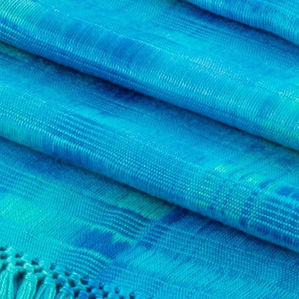 Alternate image for Backstrap Loom Rayon Handmade Scarf in Blue Forever Blue