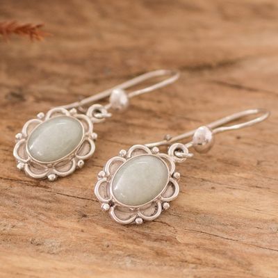 Alternate image for Artisan Crafted Jade and Sterling Silver Earrings Apple Princess of the Forest