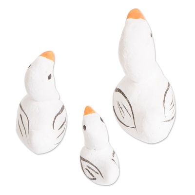 Alternate image for Set of 3 Goose Ceramic Figurines from Guatemala Goose Family