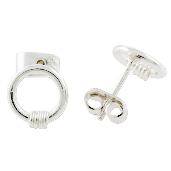 Alternate image for Sterling Silver Stud Earrings Crafted in Guatemala Rope of Harmony