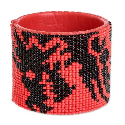 Alternate image for Handmade Wide Beaded Cuff Bracelet Dragon Encounter