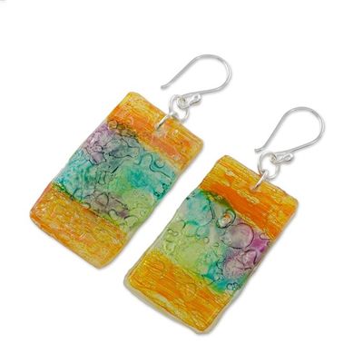 Alternate image for Colorful Recycled CD Dangle Earrings from Guatemala Celebrate Creativity