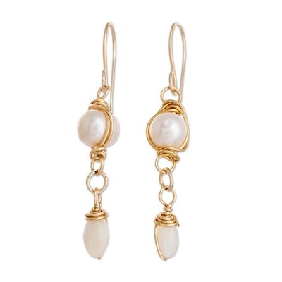 Alternate image for Twisted Wire Glass Bead and Cultured Pearl Dangle Earrings Chic Allure