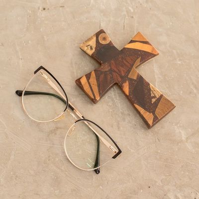 Alternate image for Recovered Wood Wall Cross in Natural Colors and Resin Saving Faith