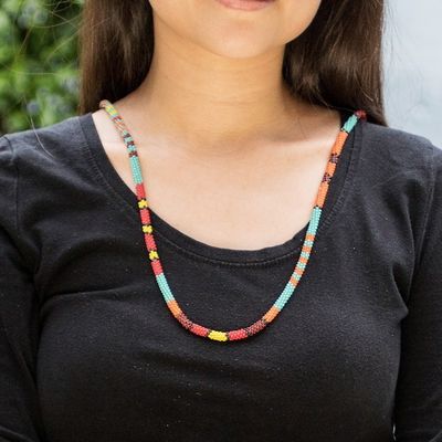Alternate image for Multicolored Beaded Strand Necklace Colorful Strokes