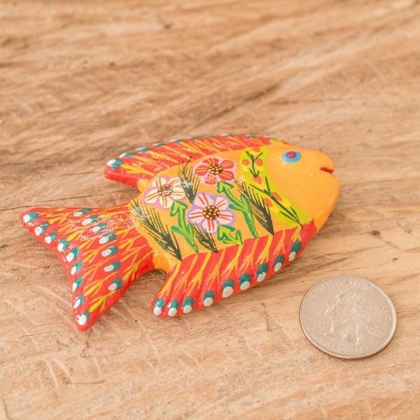 Alternate image for Set of 4 Fish-Themed Hand-Painted Colorful Ceramic Magnets Marine Festival