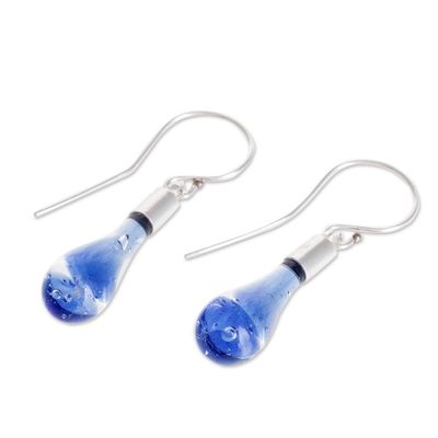 Alternate image for Handcrafted Art Glass Dangle Earrings from Costa Rica Blue Bay