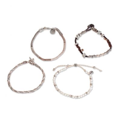 Alternate image for Unisex Beige Macrame Bracelets Set of 4 Maya Highlands