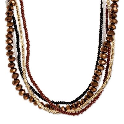 Alternate image for Earth Tones and Black Beaded Necklaces Set of 5 Golden Ethereal Fusion