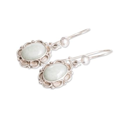 Alternate image for Artisan Crafted Jade and Sterling Silver Earrings Apple Princess of the Forest