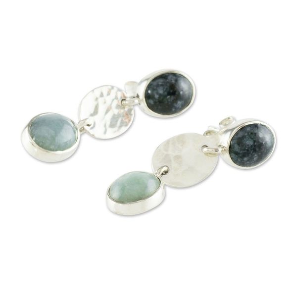 Alternate image for Light and Dark Green Jade Earrings Maya Mystery