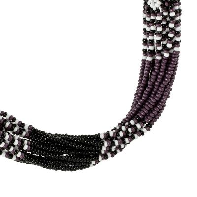 Alternate image for Purple and Black Long Beaded Necklace Black and Plum Harmony