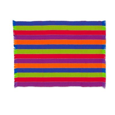 Alternate image for Six Multicolored Striped Cotton Placemats and Napkins Harvest Trails