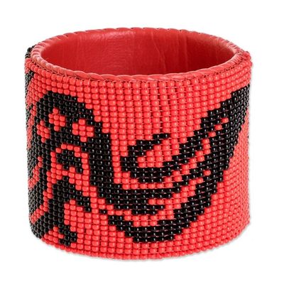 Alternate image for Handmade Wide Beaded Cuff Bracelet Dragon Encounter