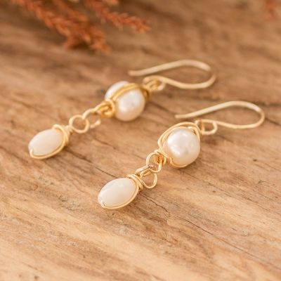 Alternate image for Twisted Wire Glass Bead and Cultured Pearl Dangle Earrings Chic Allure