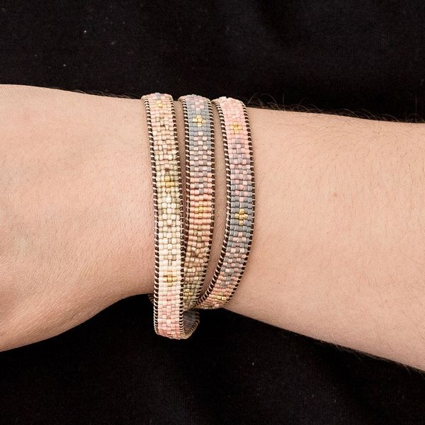 Alternate image for Handcrafted Glass Beaded Wrap Bracelet with Mosaic Pattern Casual Mosaic