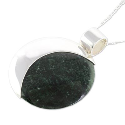 Alternate image for Maya Eclipse Lilac and Dark Green Jade Pendant Necklace Lilac Quetzal Eclipse