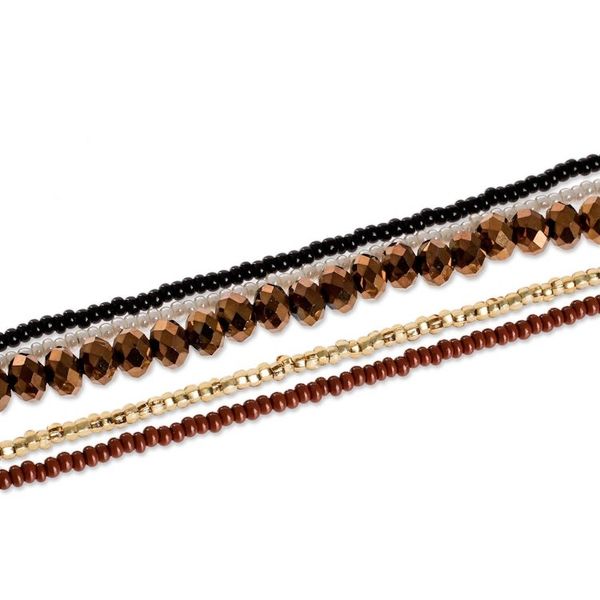 Alternate image for Earth Tones and Black Beaded Necklaces Set of 5 Golden Ethereal Fusion