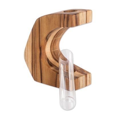 Alternate image for Watertight Teak Wood Vase with Glass Tube from Guatemala Home Sophistication