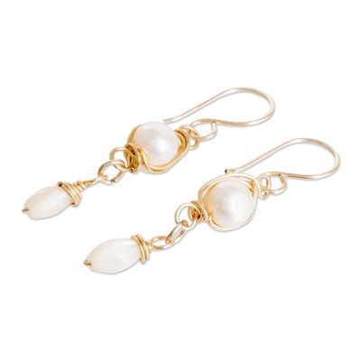 Alternate image for Twisted Wire Glass Bead and Cultured Pearl Dangle Earrings Chic Allure