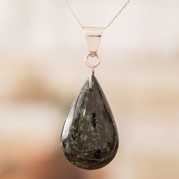 Alternate image for Sterling Silver Jade Double-Sided Pendant Necklace Bicolor Shadow