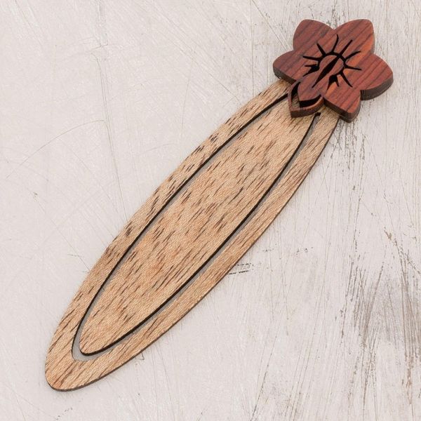 Alternate image for Floral Teak Wood Bookmark from Costa Rica Sarchi Flower