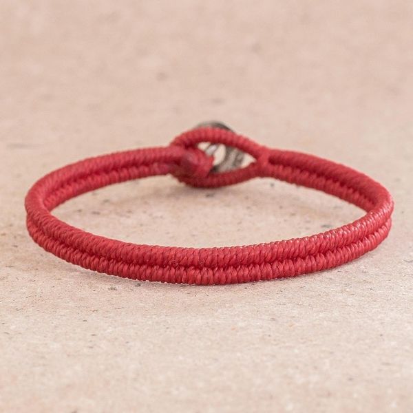 Alternate image for Red Macrame Wristband Bracelet Far Reaches