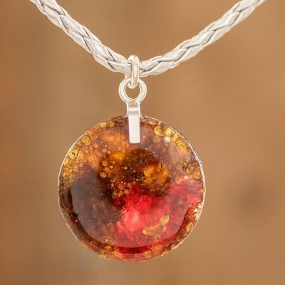 Alternate image for Glass Pendant Necklace on Braided Cord Sunset Style