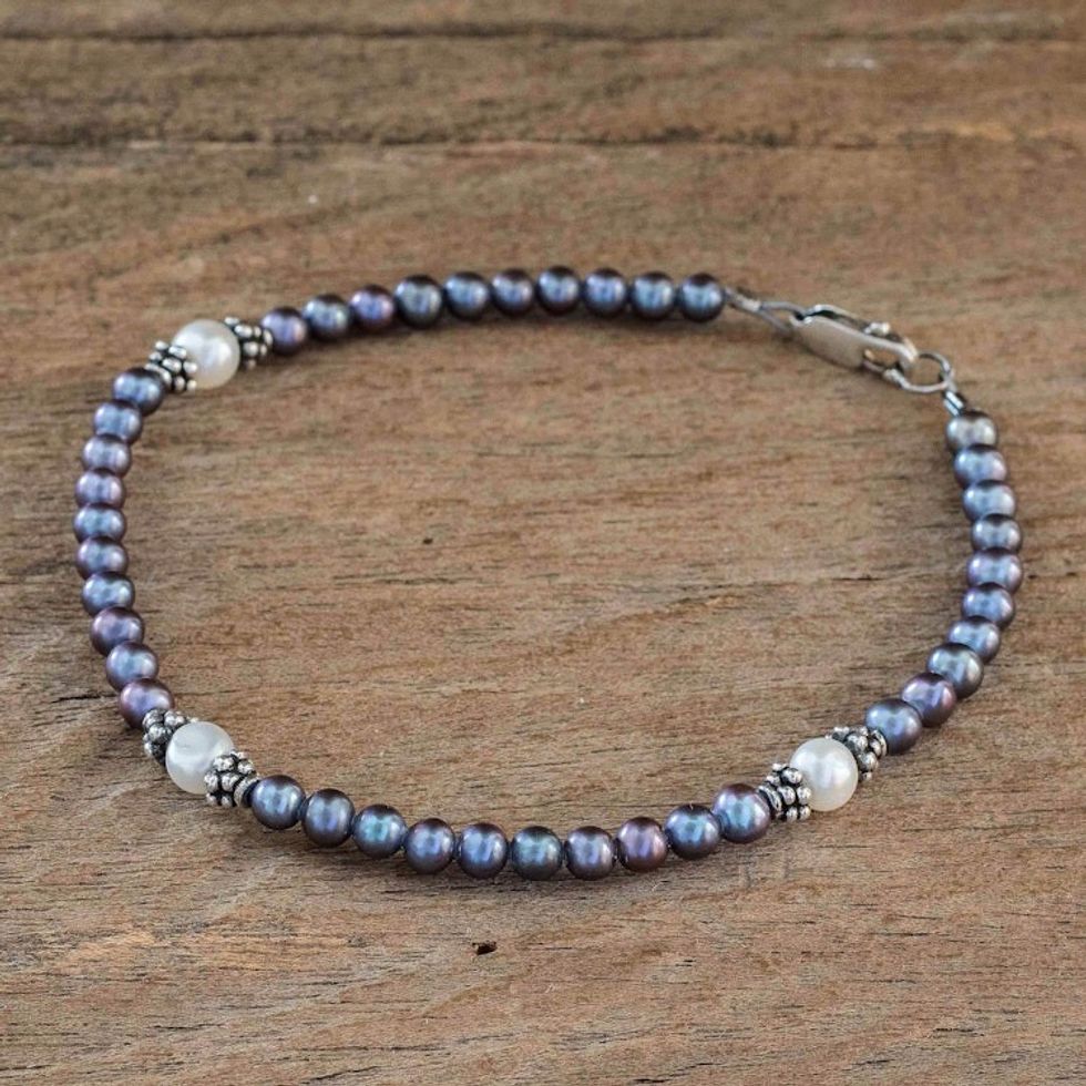 Artisan Crafted Peacock Pearl Bracelet 'Peacock Pride'