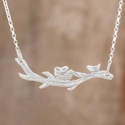 Alternate image for Modern Sterling Silver Tree Pendant Necklace from Costa Rica Nest of Love