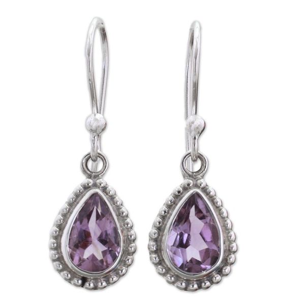 Alternate image for Amethyst and Sterling Silver Dangle Earrings from India Radiant Lilac