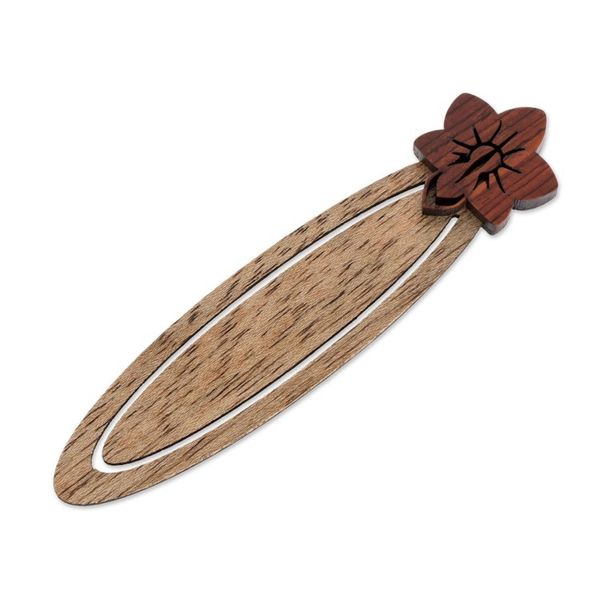 Alternate image for Floral Teak Wood Bookmark from Costa Rica Sarchi Flower