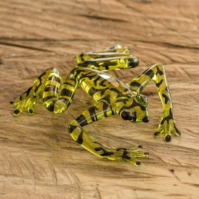 Alternate image for Handcrafted Yellow-Headed Dart Frog Figurine from Costa Rica Bumblebee Frog