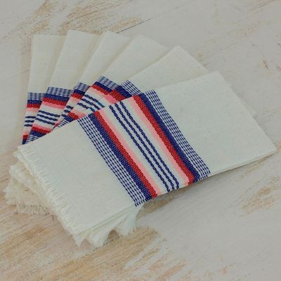 Alternate image for Striped 100 Cotton Napkins from Guatemala Set of 6 Dinner Guest