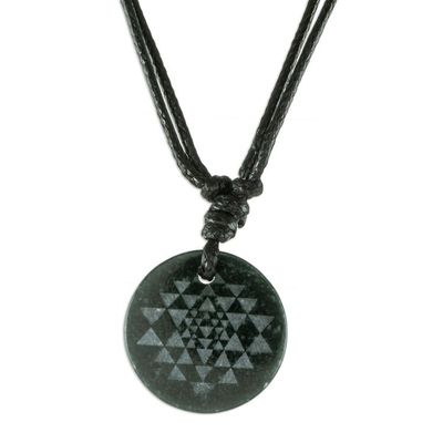 Alternate image for Black Jade Geometric Pendant Necklace from Guatemala Geometric Inspiration