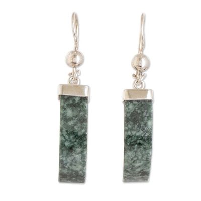 Alternate image for Modern Sterling Silver Dangle Earrings with Jade Stones Imperial Harmony