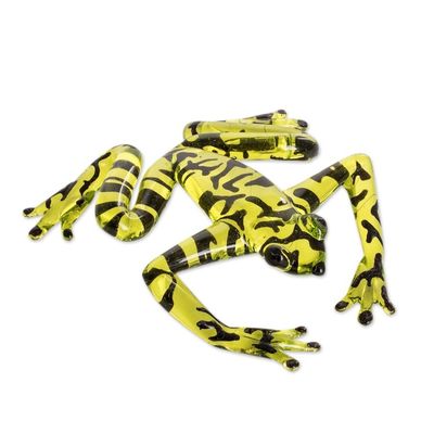 Alternate image for Handcrafted Yellow-Headed Dart Frog Figurine from Costa Rica Bumblebee Frog