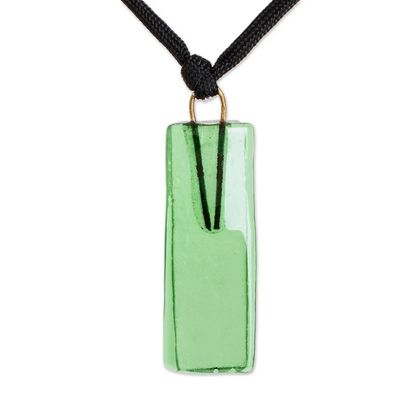 Alternate image for Green Recycled Glass Pendant Necklace from Costa Rica Hopeful Mood