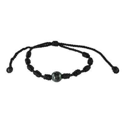 Alternate image for Unisex Black Cord and Green Jade Bracelet Knotty