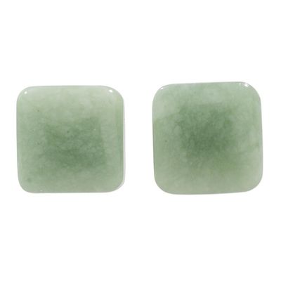 Alternate image for Apple Green Square Jade Stud Earrings from Guatemala Simply Luxurious