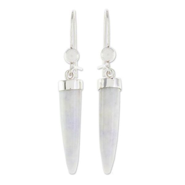 Alternate image for Artisan Crafted Lilac Jade Dangle Earrings Forest Cat