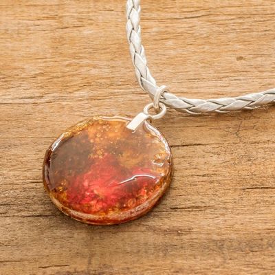 Alternate image for Glass Pendant Necklace on Braided Cord Sunset Style