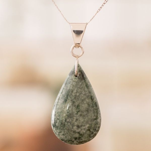 Alternate image for Sterling Silver Jade Double-Sided Pendant Necklace Bicolor Shadow