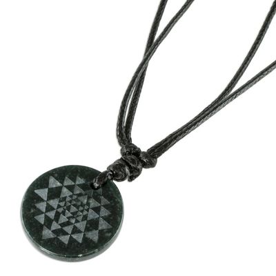 Alternate image for Black Jade Geometric Pendant Necklace from Guatemala Geometric Inspiration