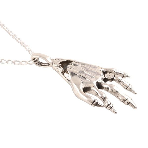 Alternate image for Skeleton Hand Sterling Silver Pendant Necklace from India Mighty Hand