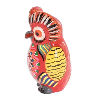 Alternate image for Red Ceramic Owl Figure with Geometric Design on Chest Mandala Owl