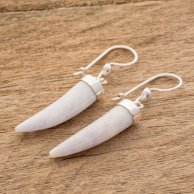 Alternate image for Artisan Crafted Lilac Jade Dangle Earrings Forest Cat