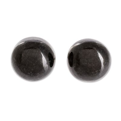 Alternate image for Black Jade Stud Earrings Serene Style in Black
