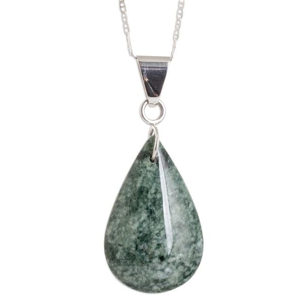 Alternate image for Sterling Silver Jade Double-Sided Pendant Necklace Bicolor Shadow
